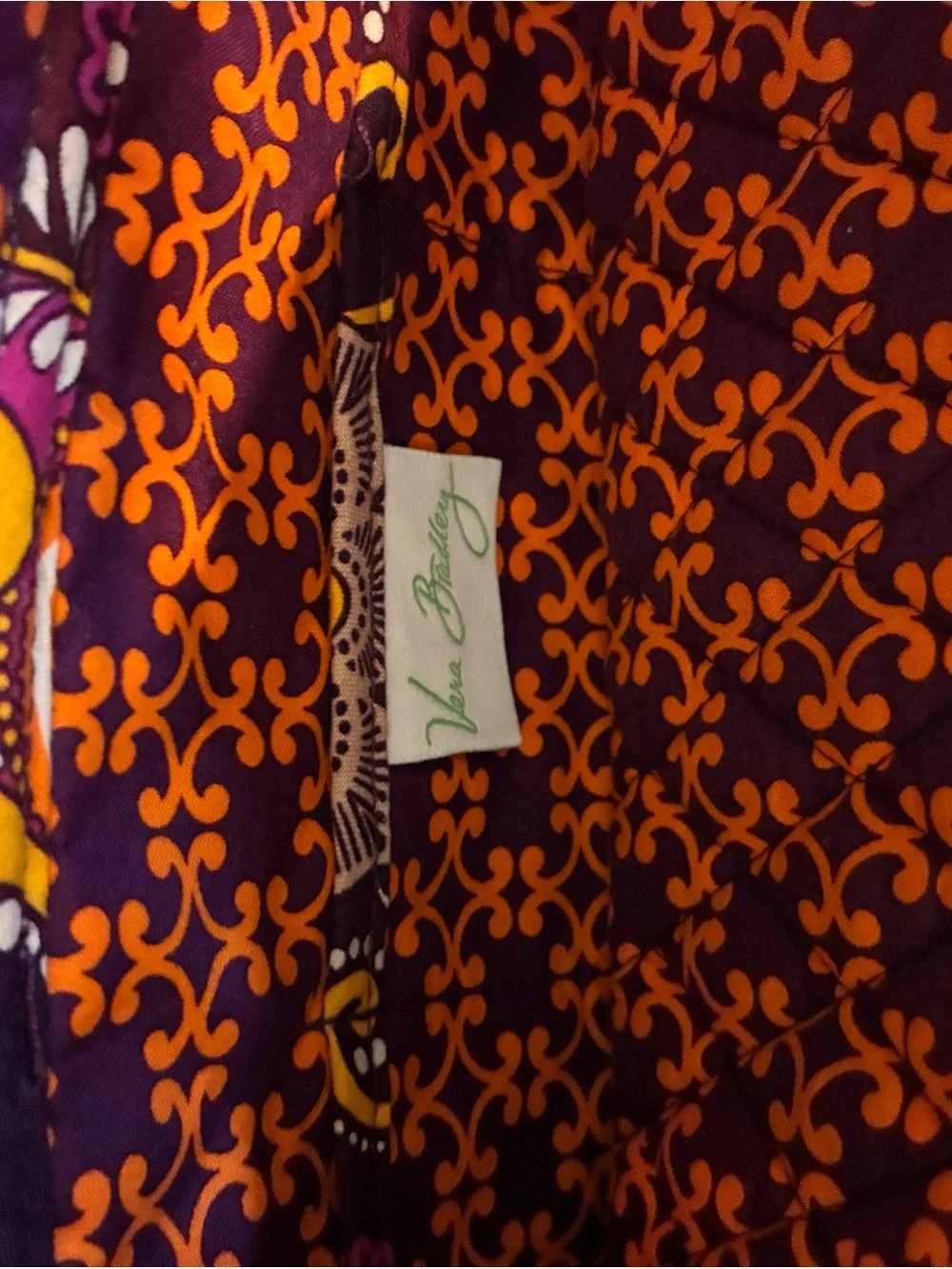 Vera Bradley Quilted Floral Tote in Plum, Gold and Orange